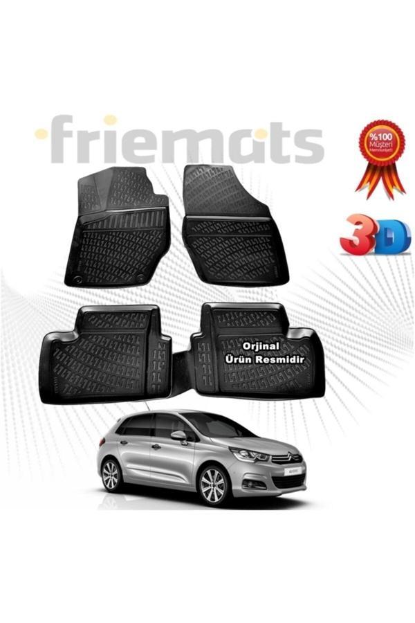 Friemats Citroen C4 Hb 3D Havuzlu Paspas 2011 Sonrası Siyah 4 Parça - Image 1