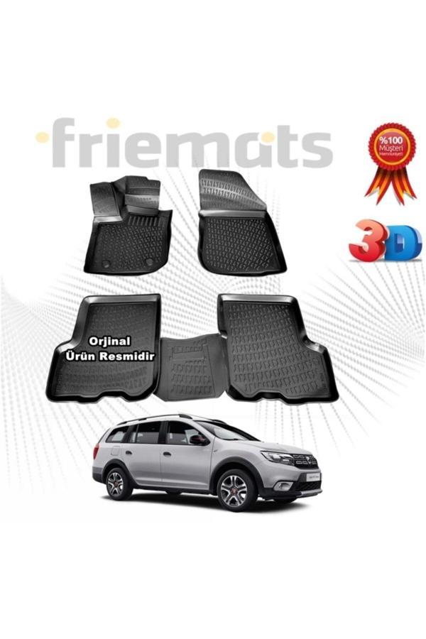 Friemats Dacia Logan Mcv 3D Havuzlu Paspas 2013-2020 Arası Siyah 4 Parça - Image 1