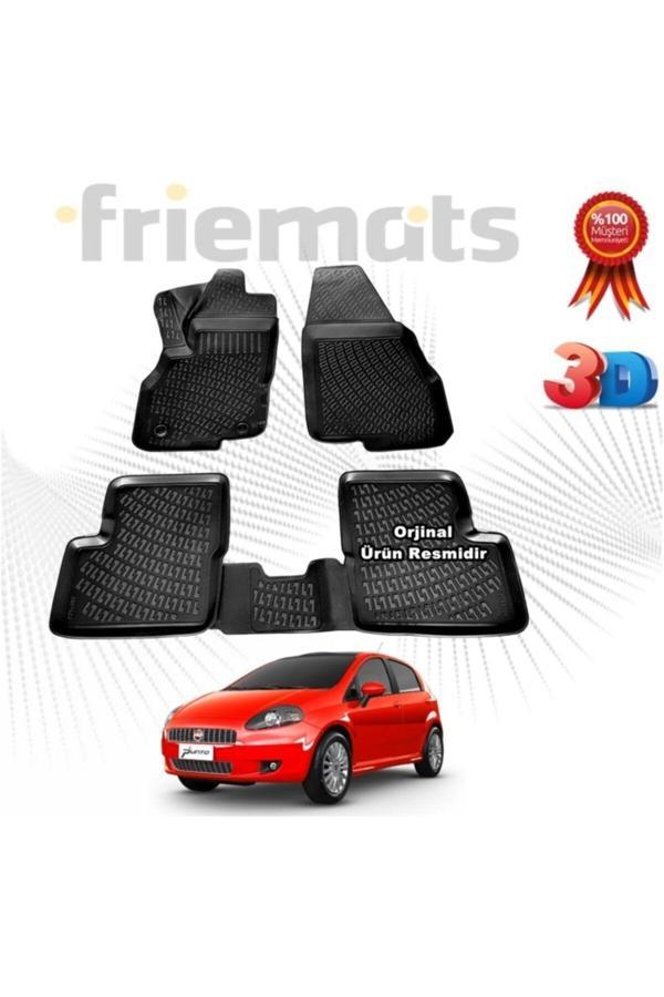 Friemats Fiat Punto 3D Havuzlu Paspas 2006-2012 Arası Siyah 4 Parça - Image 1