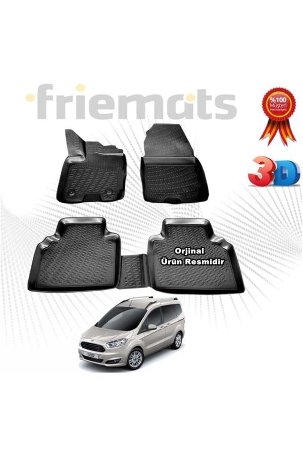 Friemats Ford Courier 3D Havuzlu Paspas 2014 - 2020 Arası Siyah 4 Parça - Image 1