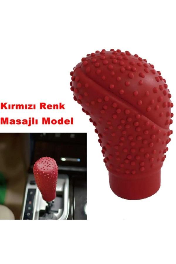 Point Silikonlu Vites Topuzu Kılıfı Kırmızı Renk Oval Üniversal Ithal - Image 1