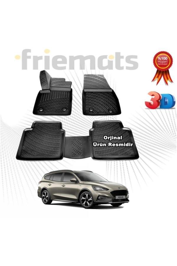 Friemats Ford Focus 5 Stw 3D Havuzlu Paspas 2018 Sonrası Siyah 4 Parça - Image 1