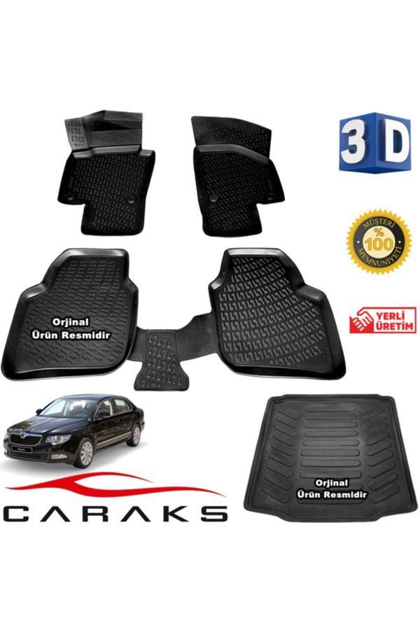Caraks Skoda Süper B 3D Havuzlu Paspas+Bagaj Havuzu 2008-2014 Arası Marka - Image 1