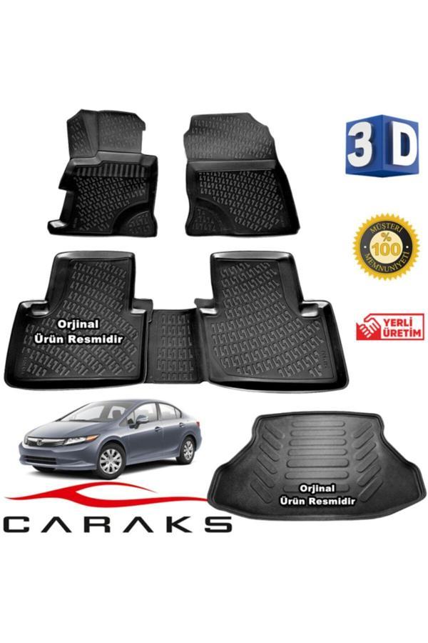 Caraks Honda Civic 3D Havuzlu Paspas + 3D Bagaj Havuzu 2012-2015 Arası Marka - Image 1