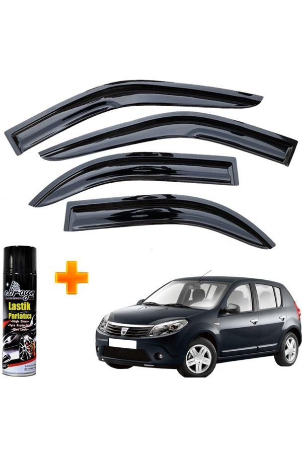Caraks Dacia Sandero Mügen Cam Rüzgarlığı 2008-2012 Arası 4 Lü Takım +500Ml Lastik Parlatıcı - Image 1