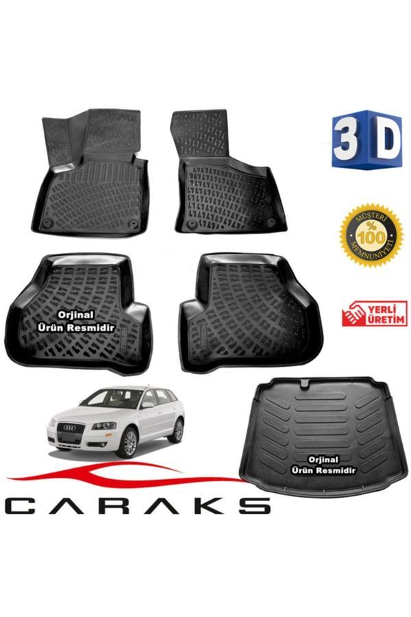 Caraks Audi A3 Hb 3D Havuzlu Paspas + 3D Bagaj Havuzu 2003-2012 Arası Marka - Image 1