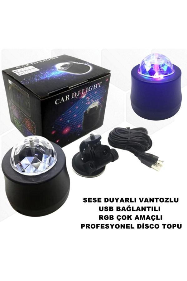 Caraks Disko Topu Rgb Sese Duyarlı Çok Amaçlı Vantozlu Aparatlı Usb Bağlantılı Profesyonel Ürün - Image 1