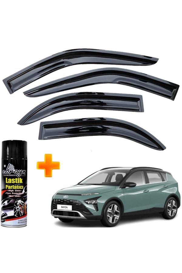 Caraks Hyundai Bayon Mügen Cam Rüzgarlığı 2020 Sonrası 4 Lü Takım +500Ml Lastik Parlatıcı - Image 1