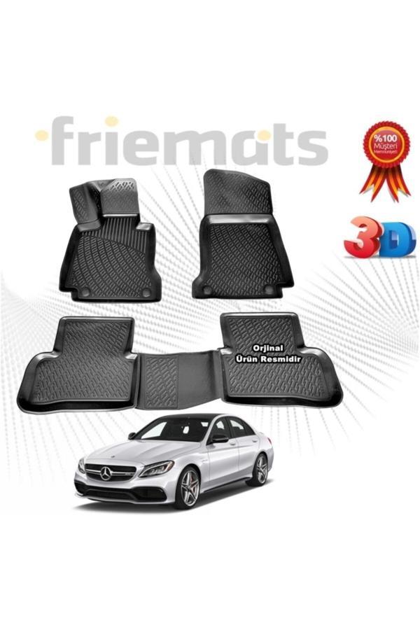 Friemats Mercedes W205 C Serisi 3D Havuzlu Paspas 2015-2020 Arası Siyah 4 Parça - Image 1