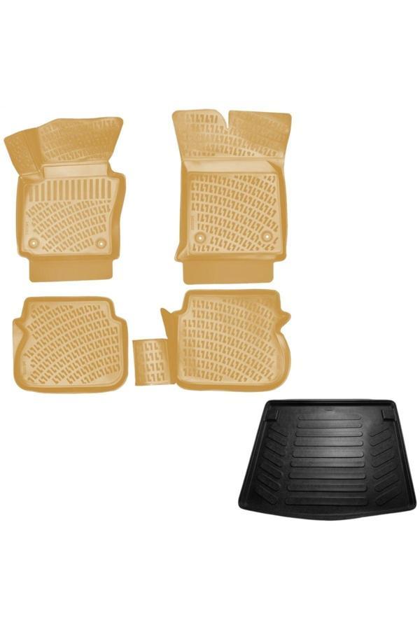 Caraks Volkswagen Caddy 3D Bej Havuzlu Paspas + 3D Bagaj Havuzu Paspası 2004-2020 Arası Marka - Image 1
