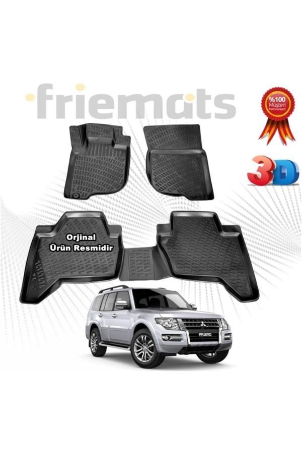 Friemats Mitsubishi Pajero Uyumlu 3D Havuzlu Paspas 2006-2015 Arası Siyah 4 Parça Set - - Image 1