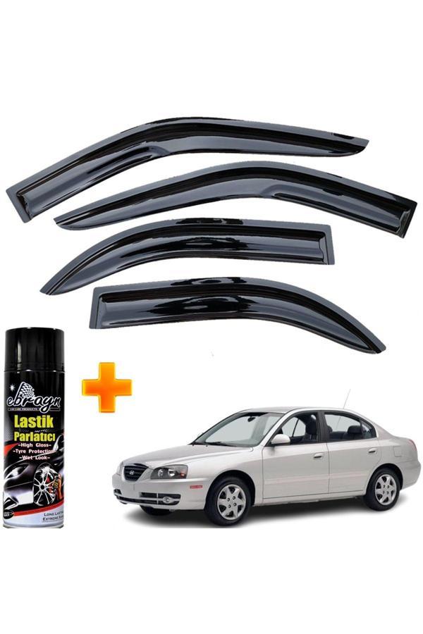 Caraks Hyundai Elantra Mügen Cam Rüzgarlığı 2001-2007 Arası 4 Lü Takım +500Ml Lastik Parlatıcı - Image 1