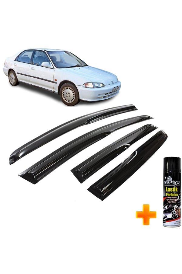 Caraks Honda Civic Mügen Cam Rüzgarlığı 1992 - 1995 Arası 4 Lü Takım +500Ml Lastik Parlatıcı - Image 1