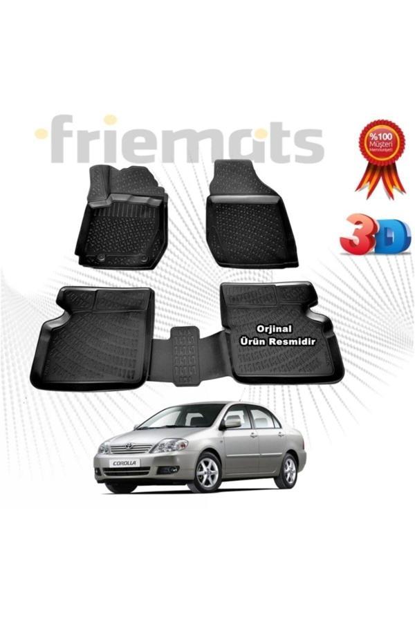 Friemats Toyota Corolla Sd 3D Havuzlu Paspas 2001 - 2006 Arası Siyah 4 Parça - Image 1