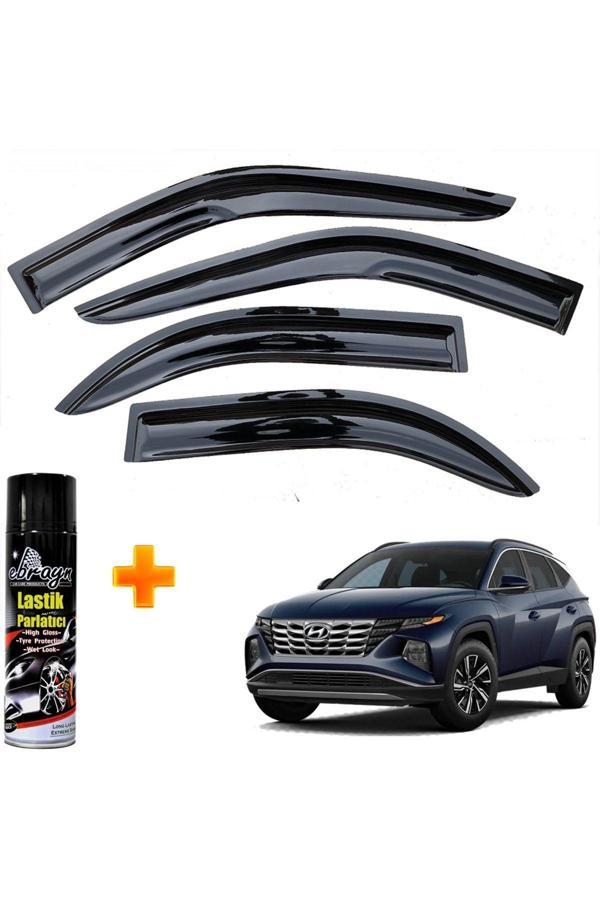 Caraks Hyundai Tucson Mügen Cam Rüzgarlığı 2021 Sonrası 4 Lü Takım +500Ml Lastik Parlatıcı - Image 1