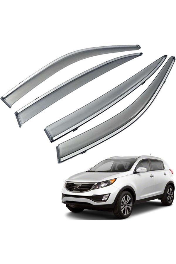 Caraks Kia Sportage Mügen Cam Rüzgarlığı Kromlu Rüzgarlık ( Paslanmaz Kromlu ) 2010 - 2016 4 Lü Füme Renk - Image 1