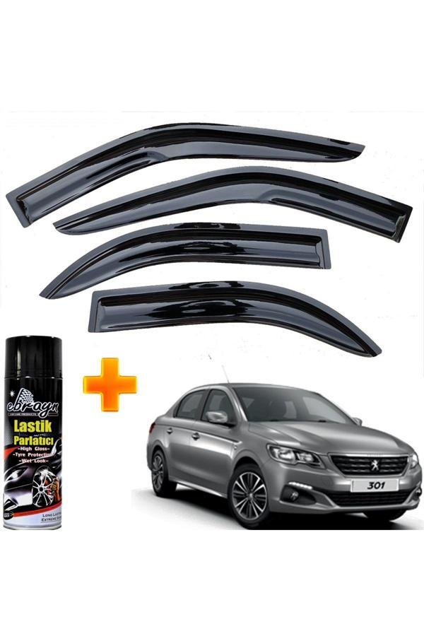 Caraks Peugeot 301 Mügen Cam Rüzgarlığı 2012 - 2020 Arası 4 Lü Takım +500Ml Lastik Parlatıcı - Image 1