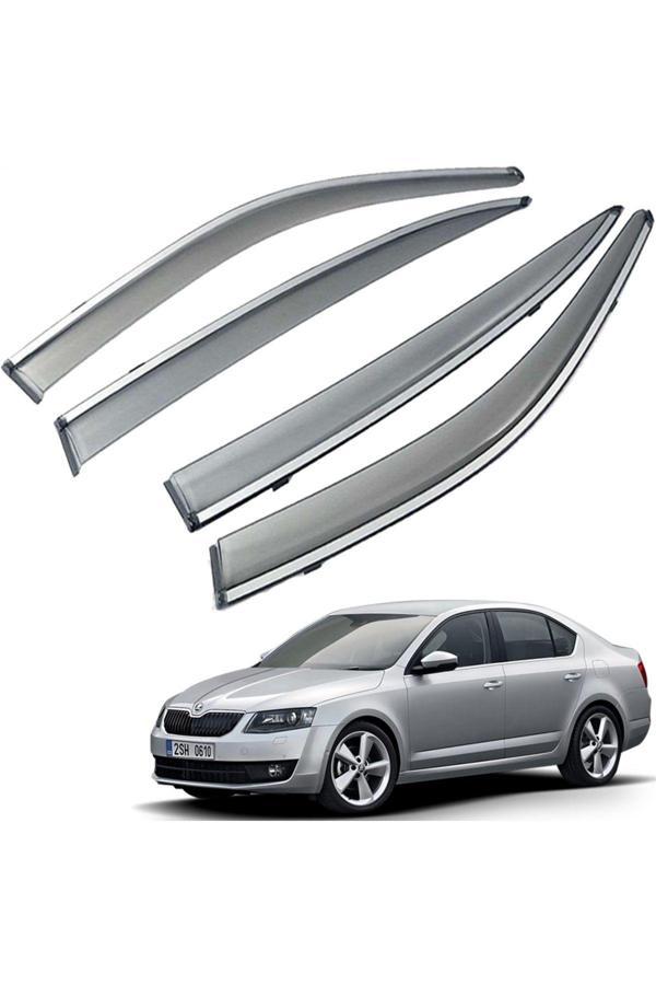 Caraks Skoda Octavia A7 Mügen Cam Rüzgarlığı Kromlu Rüzgarlık ( Paslanmaz Kromlu) 2013-2020 Arası Füme Renk - Image 1