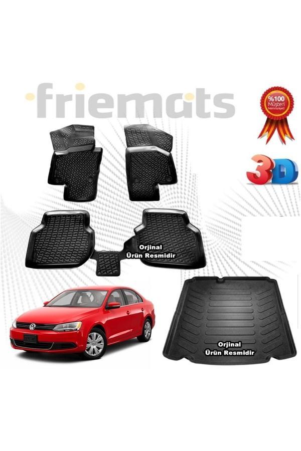 Friemats Vw Jetta 3D Havuzlu Paspas + 3D Bagaj Havuzu (Cepsiz) 2011-2015 Arası - Image 1