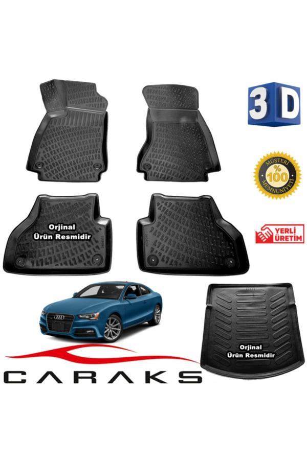 Caraks Audi A5 3D Paspas + 3D Bagaj Havuzu 2008 - 2020 Arası Siyah - Set - Image 1