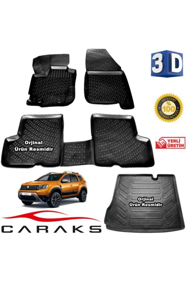 Caraks Dacia Duster 4X2 3D Paspas + 3D Bagaj Havuzu 2018 Sonrası Siyah - Set - Image 1