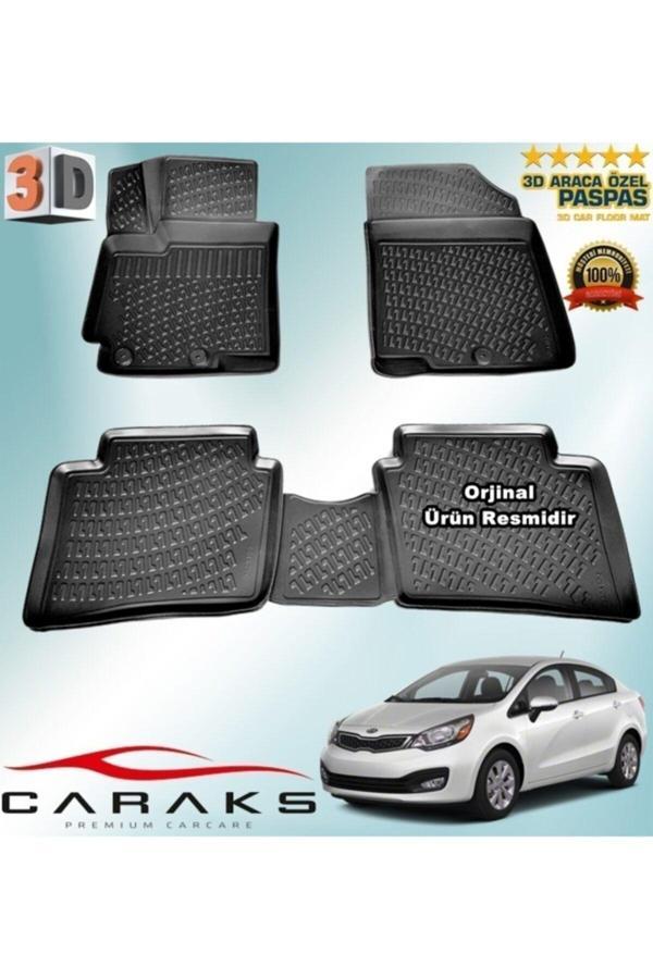 Caraks Kia Rio Sedan 3D Paspas Havuzlu 2011 - 2016 Arası Siyah 4 Prç. - Image 1