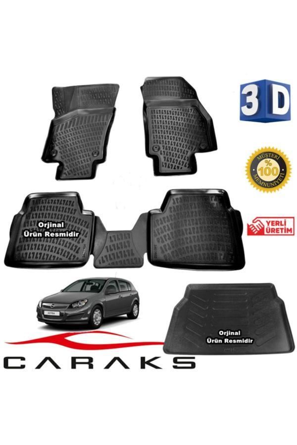 Caraks Opel Astra H Hb 3D Paspas + 3D Bagaj Havuzu 2004 - 2015 Arası Siyah - Set - Image 1