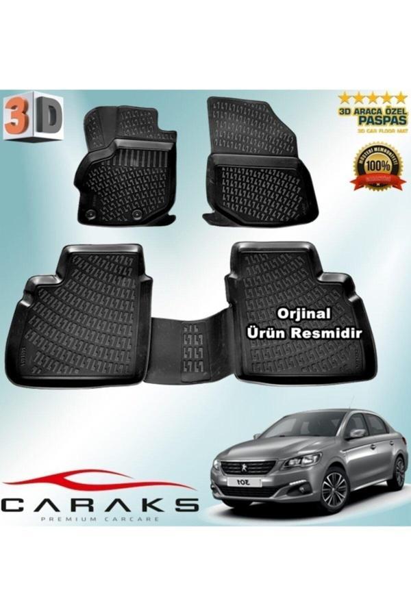 Caraks Peugeot 301 3D Paspas Havuzlu 2012 - 2020 Arası Siyah 4 Prç. - Image 1