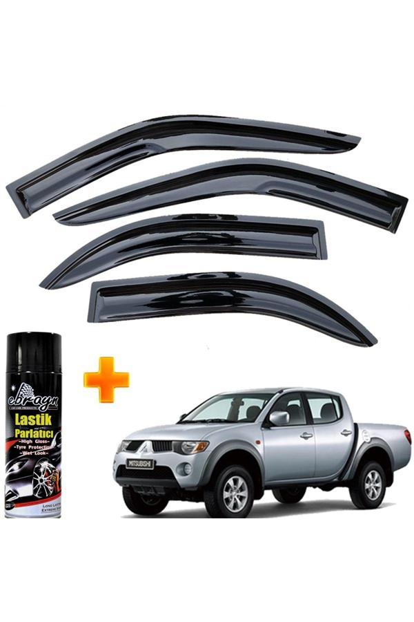 Caraks Mitsubishi L200 Mügen Cam Rüzgarlığı 2007 - 2014  Uyumlu Arası 4 Lü Takım +500Ml Lastik Parlatıcı - Image 1