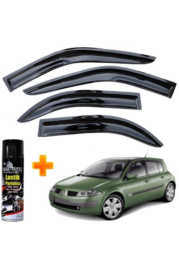 Caraks Renault Megane 2 Mügen Cam Rüzgarlığı Hb 2004-2010 Arası 4 Lü Takım +500Ml Lastik Parlatıcı - Image 1