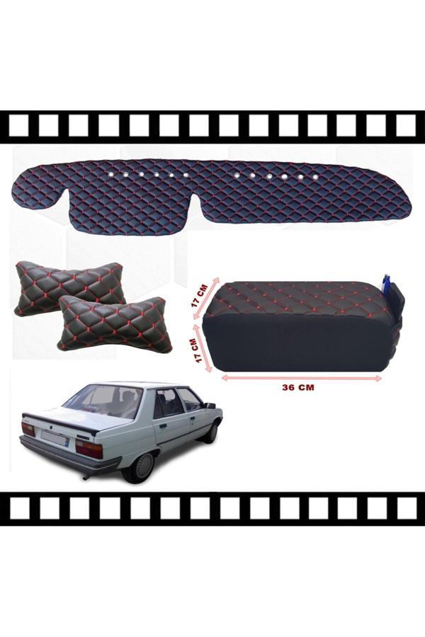 Caraks Renault 9 Broadway Kolçak + Boyunluk + Göğüs Halısı Siyah-Kırmızı - Image 1