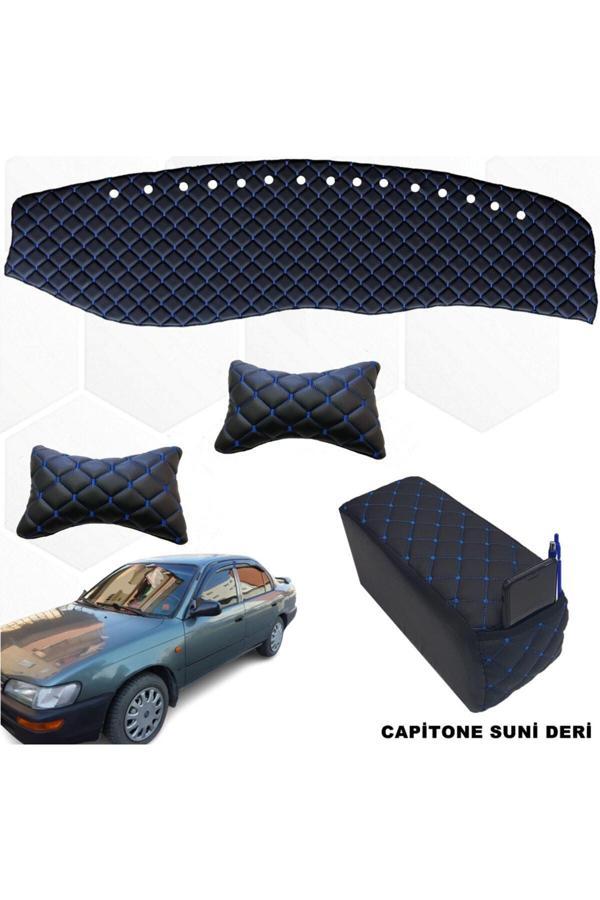 Caraks Corolla Efsane Kasa Göğüs Halısı+Kolçak+Boyunluk 1993-1998 Arası Siyah-Mavi - Image 1