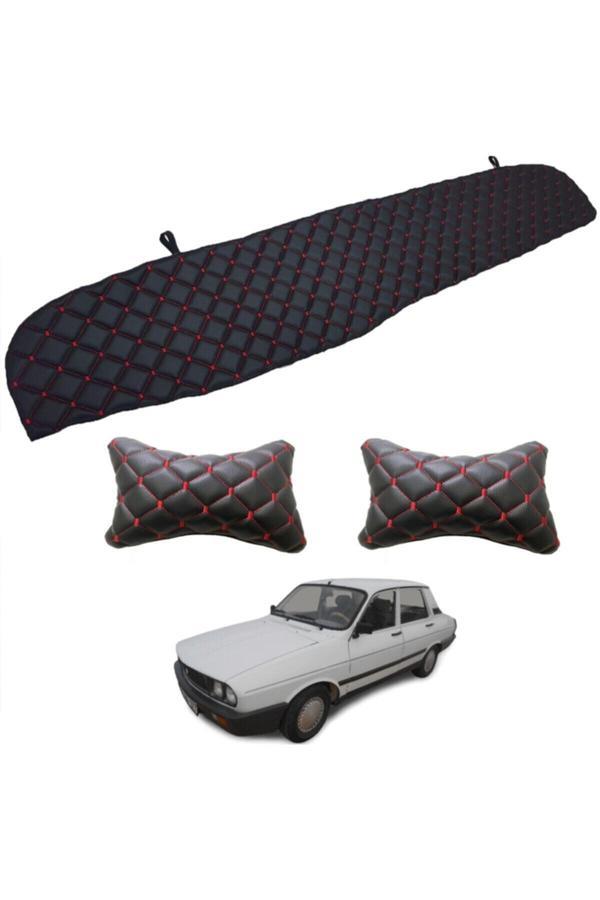 Caraks Renault Toros Sedan Uyumlu Boyunluk + Göğüs Halısı Siyah-Kırmızı - Image 1
