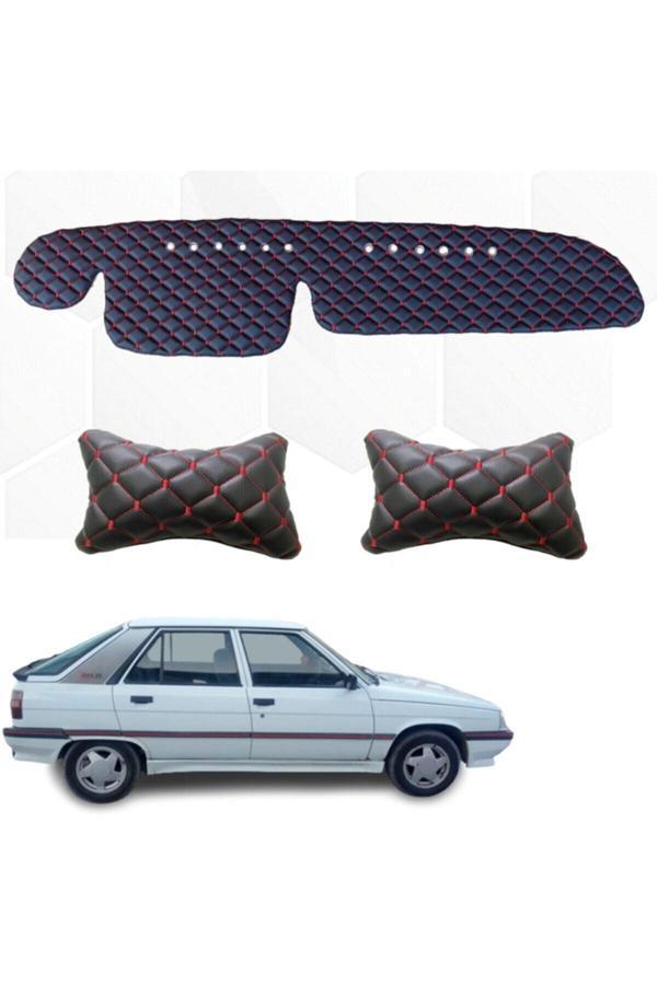 Caraks Renault 11 Flash Boyunluk + Göğüs Halısı Siyah-Kırmızı - Image 1