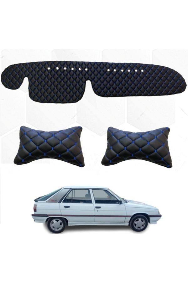Caraks Renault 11 Rainbow Uyumlu Boyunluk + Göğüs Halısı Siyah-Mavi - Image 1