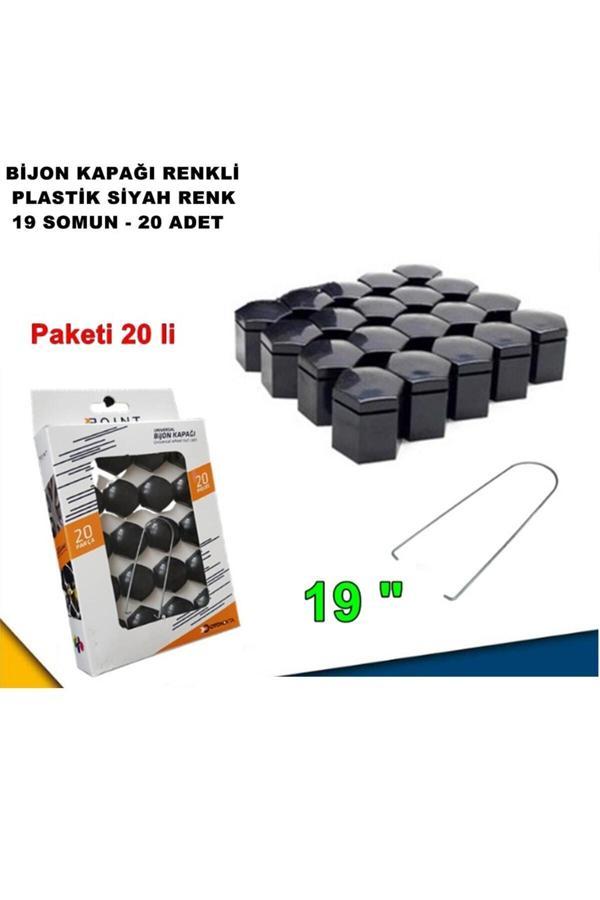 Caraks Renkli Bijon Kapağı Plastik Siyah Renk Altıgen 19 Mm Bijon Uyumlu 20 Adet - - Image 1