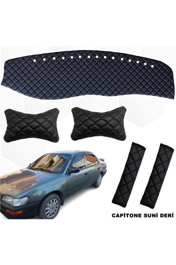 Caraks Corolla Efsane Kasa Göğüs Halısı + Boyunluk + Kemer Konfor 1993 1998 Uyumlu Siyah - Image 1
