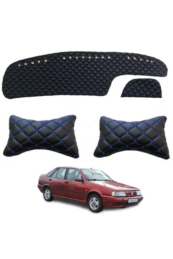Caraks Fiat Tempra Boyunluk + Göğüs Halısı Siyah-Mavi - Image 1