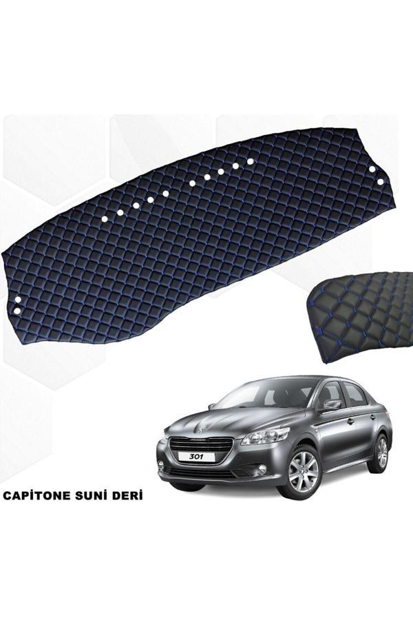 Caraks Peugeot Uyumlu 301 Ön Göğüs Halısı Suni Deri 1. Kalite Siyah-Mavi - Image 1