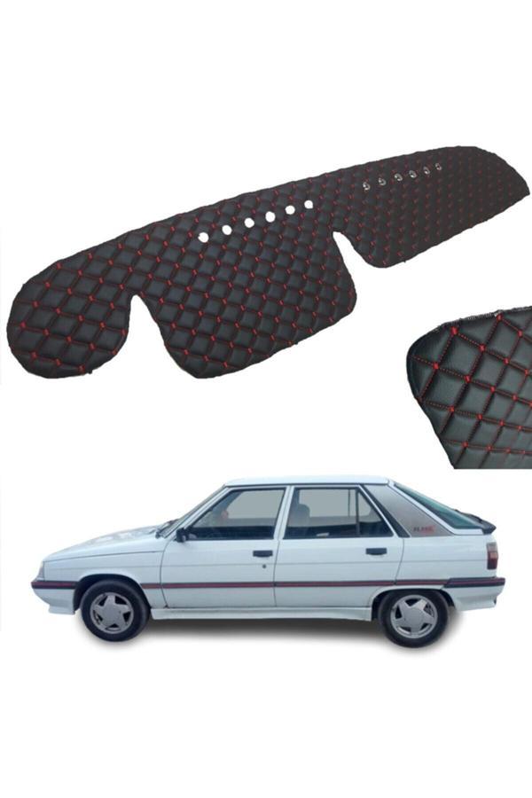 Caraks Renault 11 Rainbow Uyumlu Göğüs Halısı Siyah-Kırmızı Suni Deri - Image 1