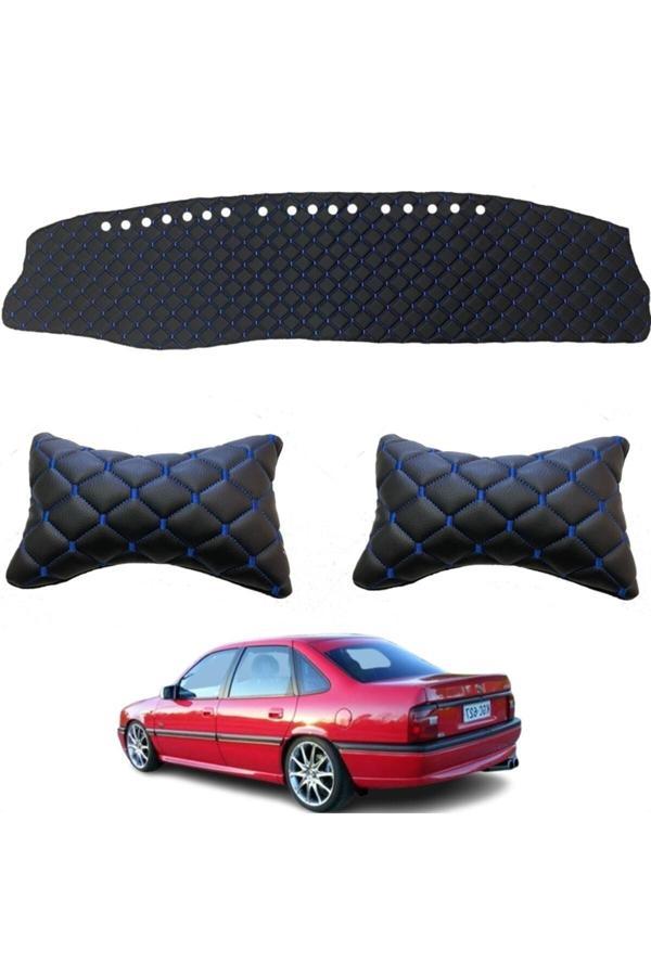 Caraks Opel Vectra A Göğüs Halısı+Boyunluk Capitone Siyah-Mavi Dikişli Suni Deri Bire Bir Kalıp - - Image 1
