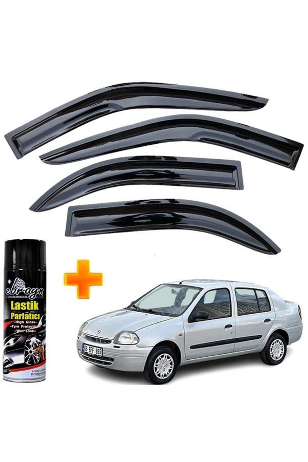 Caraks Renault Clio 2 Mügen Cam Rüzgarlığı Sedan 1999-2008 Arası 4 Lü Takım +500Ml Lastik Parlatıcı - Image 1