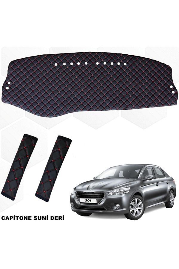 Caraks Peugeot 301 Göğüs Halısı+Kemer Konforu 1.Kalite Siyah-Kırmızı Uyumlu - Image 1