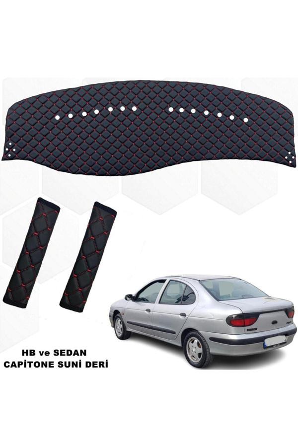 Caraks Megane 1 Göğüs Halısı + Kemer Konforu Hb Sedan Siyah Kırmızı - Image 1