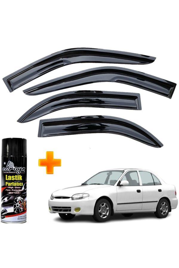 Caraks Accent Mügen Cam Rüzgarlığı Yumurta Kasa 1995-2000 Arası 4 Lü Takım +500Ml Lastik Parlatıcı - Image 1