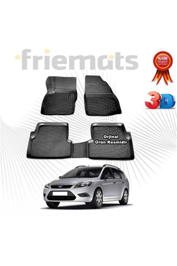 Friemats Ford Focus 2 Stw 3D Havuzlu Paspas 2005-2011 Arası Siyah 4 Parça - Image 1