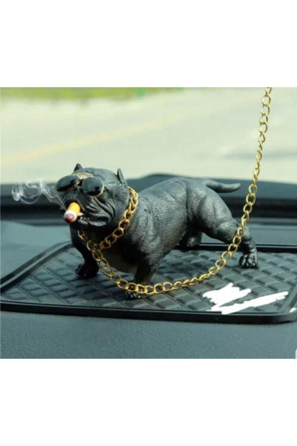 Point Pitbull Biblo Köpek Torpido Üstü Araç Içi Süs Siyah - Image 1