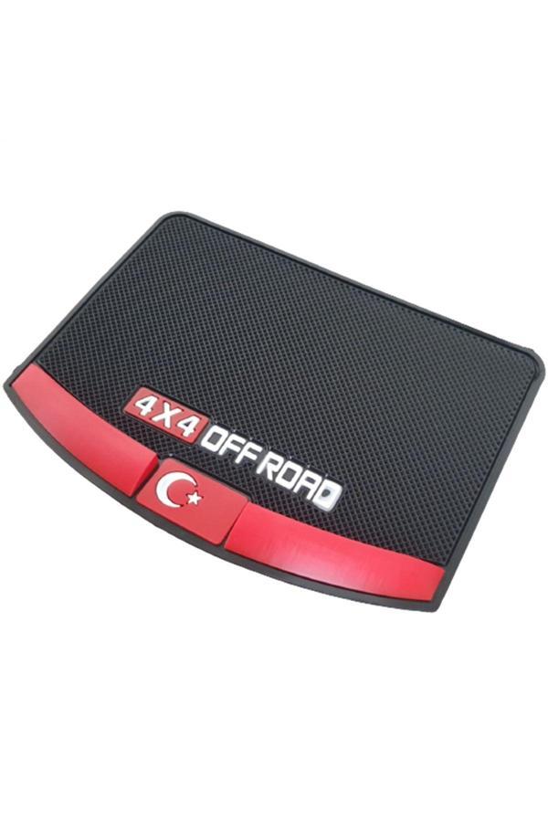 Caraks Kaydırmaz Silikonlu Ped Araç Göğüs Torpido Ev Ofis Çok Amaçlı 4X4 Off Road Bayrak Desen 17,5Cm X13Cm - Image 1