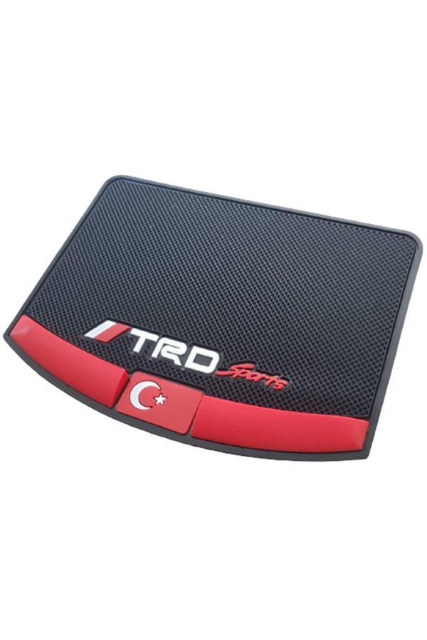 Caraks Kaydırmaz Silikonlu Ped Araç Göğüs Torpido Ev Ofis Çok Amaçlı Trd Sports Bayrak Desenli 18Cmx13Cm - Image 1
