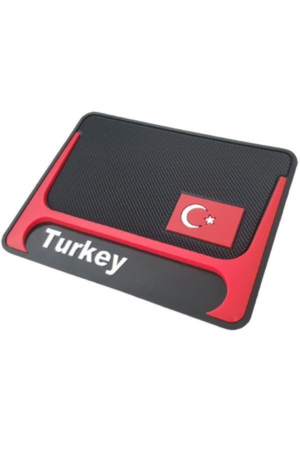 Caraks Kaydırmaz Silikonlu Ped Araç Göğüs Torpido Ev Ofis Çok Amaçlı Turkey Bayrak Desenli 17,5 Cm X 13 Cm - Image 1